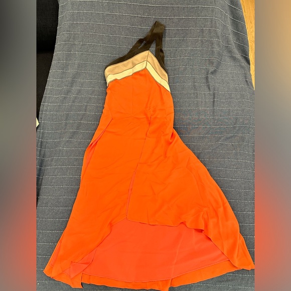 BCBG Runway Orange High-Low Halter Sundress - Picture 1 of 4